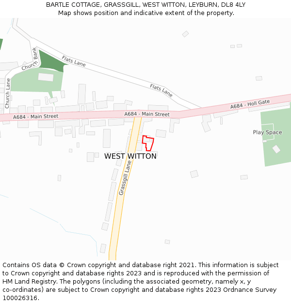 BARTLE COTTAGE, GRASSGILL, WEST WITTON, LEYBURN, DL8 4LY: Location map and indicative extent of plot