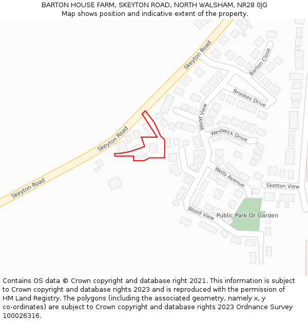 BARTON HOUSE FARM, SKEYTON ROAD, NORTH WALSHAM, NR28 0JG: Location map and indicative extent of plot