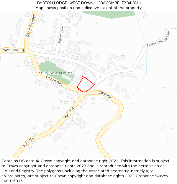 BARTON LODGE, WEST DOWN, ILFRACOMBE, EX34 8NH: Location map and indicative extent of plot