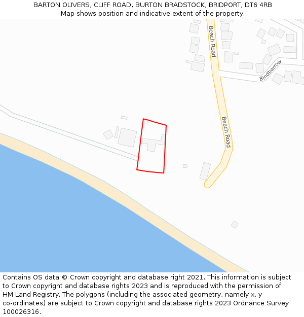 BARTON OLIVERS, CLIFF ROAD, BURTON BRADSTOCK, BRIDPORT, DT6 4RB: Location map and indicative extent of plot