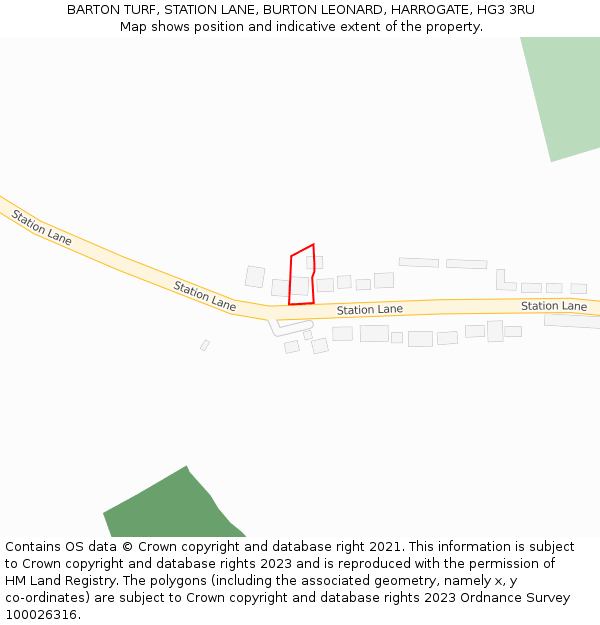 BARTON TURF, STATION LANE, BURTON LEONARD, HARROGATE, HG3 3RU: Location map and indicative extent of plot