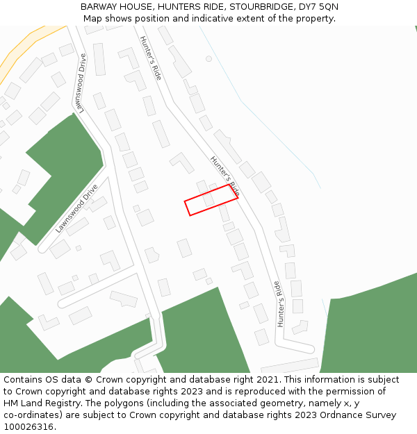 BARWAY HOUSE, HUNTERS RIDE, STOURBRIDGE, DY7 5QN: Location map and indicative extent of plot