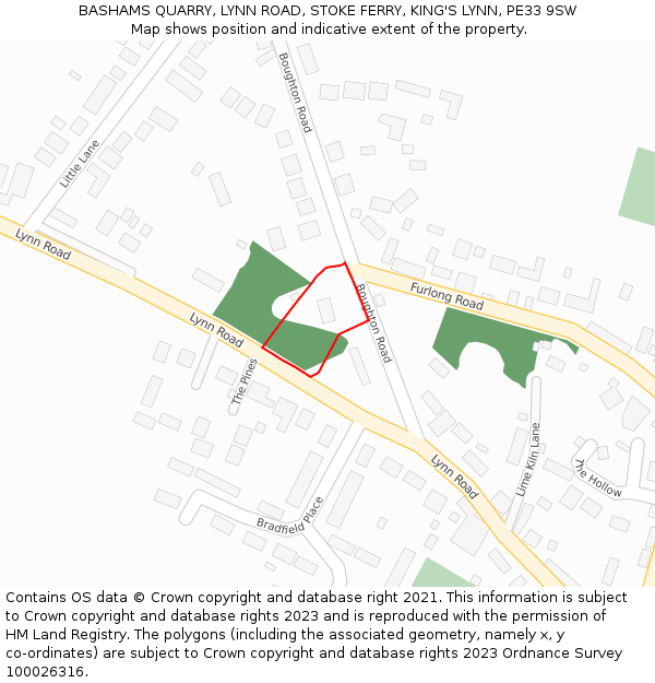 BASHAMS QUARRY, LYNN ROAD, STOKE FERRY, KING'S LYNN, PE33 9SW: Location map and indicative extent of plot