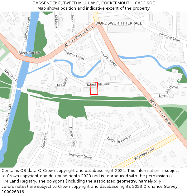 BASSENDENE, TWEED MILL LANE, COCKERMOUTH, CA13 9DE: Location map and indicative extent of plot