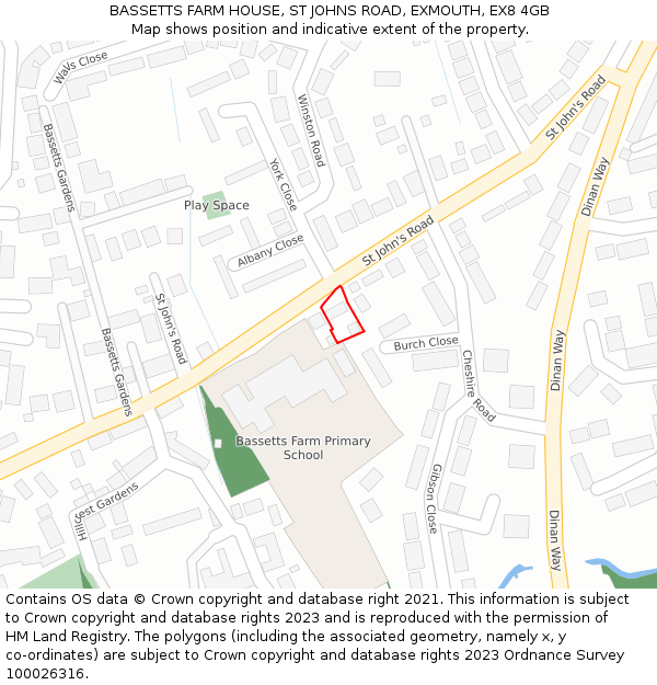 BASSETTS FARM HOUSE, ST JOHNS ROAD, EXMOUTH, EX8 4GB: Location map and indicative extent of plot