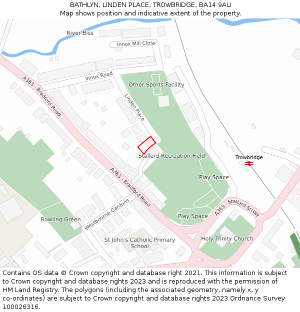 BATHLYN, LINDEN PLACE, TROWBRIDGE, BA14 9AU: Location map and indicative extent of plot