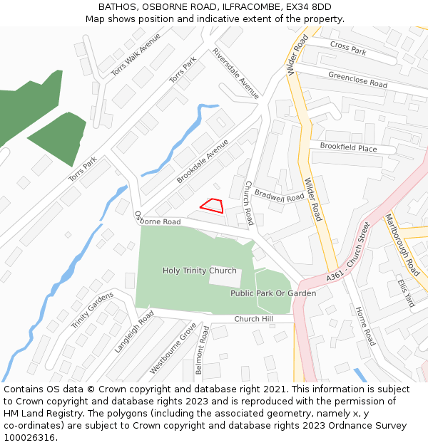 BATHOS, OSBORNE ROAD, ILFRACOMBE, EX34 8DD: Location map and indicative extent of plot