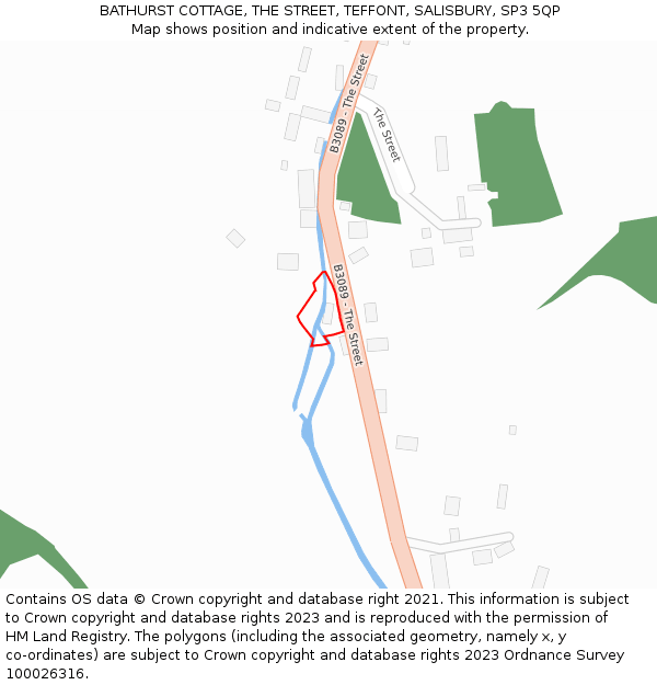 BATHURST COTTAGE, THE STREET, TEFFONT, SALISBURY, SP3 5QP: Location map and indicative extent of plot