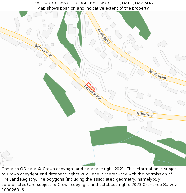 BATHWICK GRANGE LODGE, BATHWICK HILL, BATH, BA2 6HA: Location map and indicative extent of plot