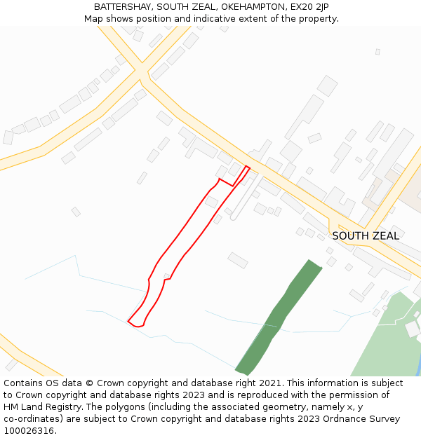 BATTERSHAY, SOUTH ZEAL, OKEHAMPTON, EX20 2JP: Location map and indicative extent of plot