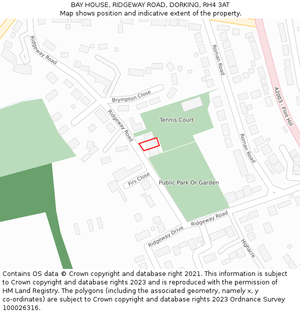 BAY HOUSE, RIDGEWAY ROAD, DORKING, RH4 3AT: Location map and indicative extent of plot