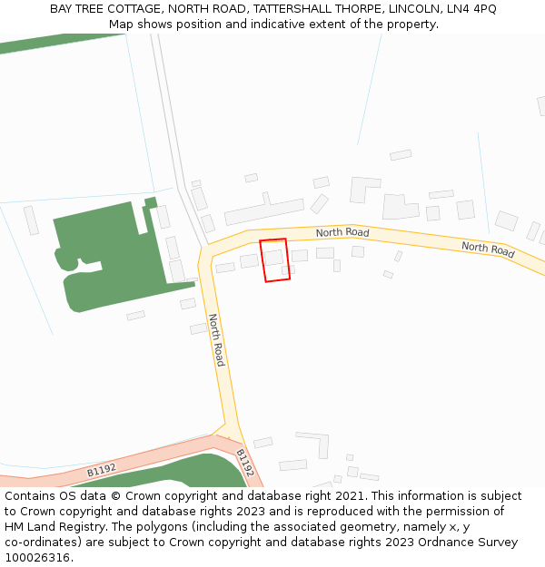 BAY TREE COTTAGE, NORTH ROAD, TATTERSHALL THORPE, LINCOLN, LN4 4PQ: Location map and indicative extent of plot