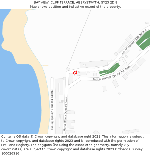 BAY VIEW, CLIFF TERRACE, ABERYSTWYTH, SY23 2DN: Location map and indicative extent of plot