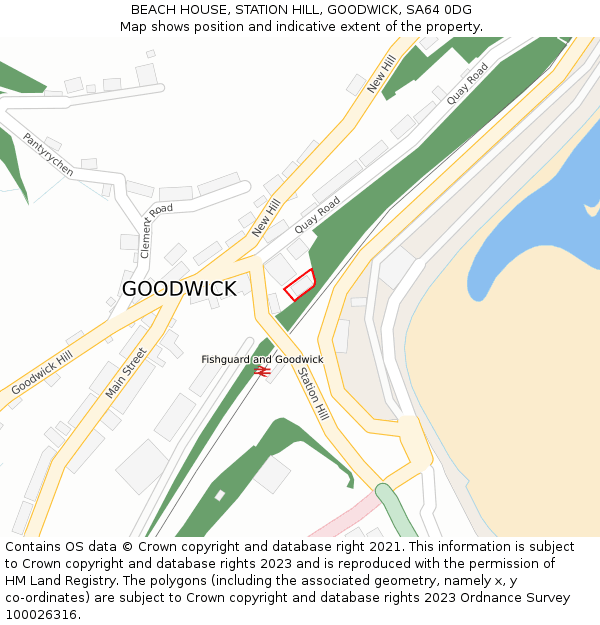 BEACH HOUSE, STATION HILL, GOODWICK, SA64 0DG: Location map and indicative extent of plot