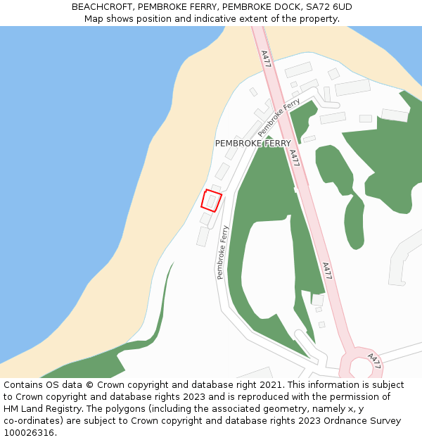 BEACHCROFT, PEMBROKE FERRY, PEMBROKE DOCK, SA72 6UD: Location map and indicative extent of plot