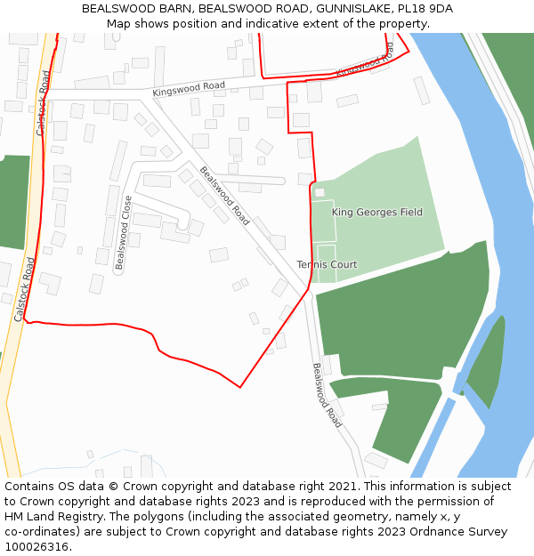 BEALSWOOD BARN, BEALSWOOD ROAD, GUNNISLAKE, PL18 9DA: Location map and indicative extent of plot