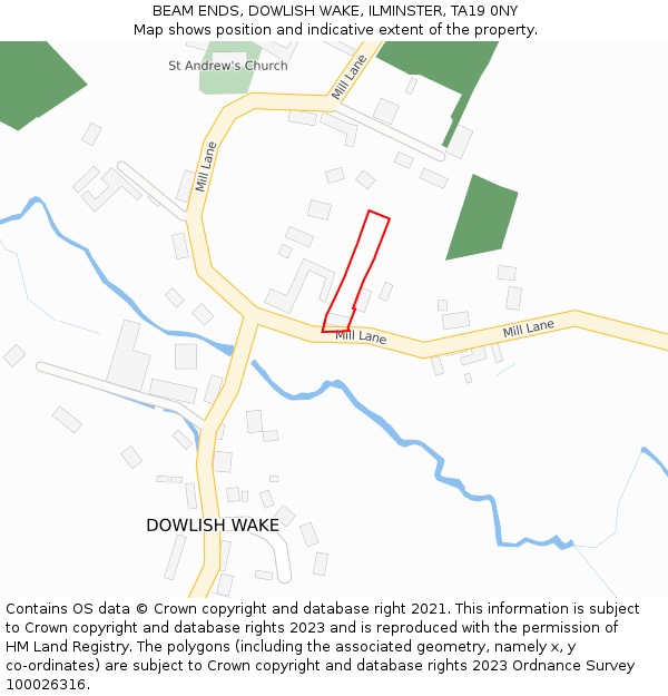 BEAM ENDS, DOWLISH WAKE, ILMINSTER, TA19 0NY: Location map and indicative extent of plot