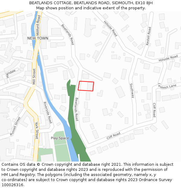 BEATLANDS COTTAGE, BEATLANDS ROAD, SIDMOUTH, EX10 8JH: Location map and indicative extent of plot