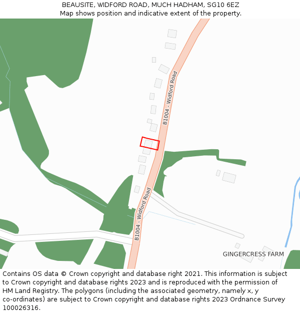 BEAUSITE, WIDFORD ROAD, MUCH HADHAM, SG10 6EZ: Location map and indicative extent of plot