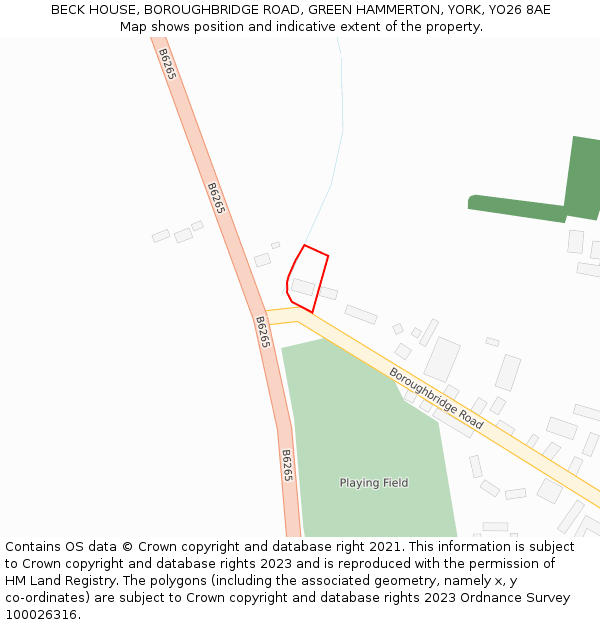 BECK HOUSE, BOROUGHBRIDGE ROAD, GREEN HAMMERTON, YORK, YO26 8AE: Location map and indicative extent of plot