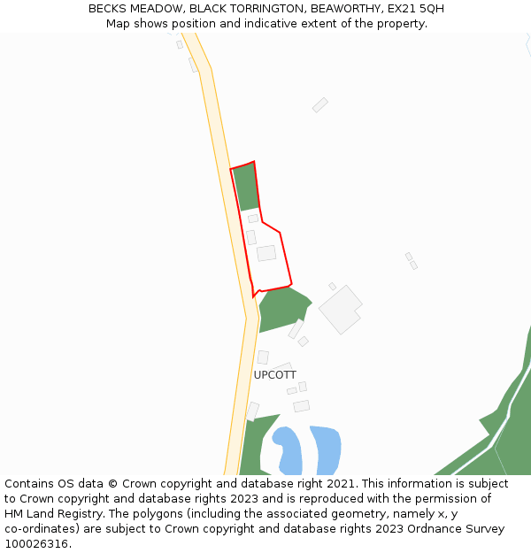 BECKS MEADOW, BLACK TORRINGTON, BEAWORTHY, EX21 5QH: Location map and indicative extent of plot