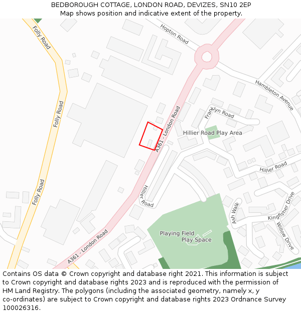 BEDBOROUGH COTTAGE, LONDON ROAD, DEVIZES, SN10 2EP: Location map and indicative extent of plot