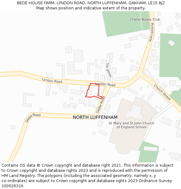 BEDE HOUSE FARM, LYNDON ROAD, NORTH LUFFENHAM, OAKHAM, LE15 8JZ: Location map and indicative extent of plot