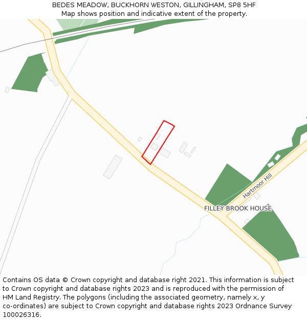BEDES MEADOW, BUCKHORN WESTON, GILLINGHAM, SP8 5HF: Location map and indicative extent of plot