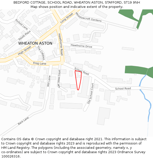 BEDFORD COTTAGE, SCHOOL ROAD, WHEATON ASTON, STAFFORD, ST19 9NH: Location map and indicative extent of plot