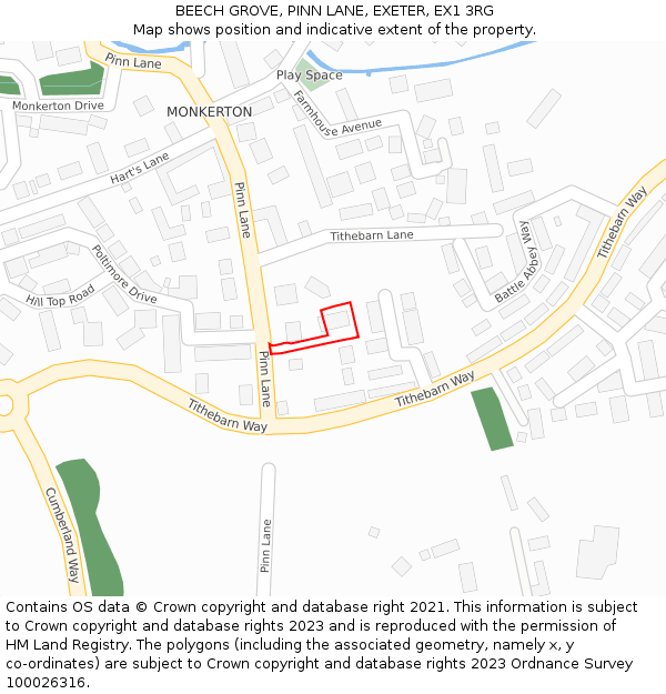 BEECH GROVE, PINN LANE, EXETER, EX1 3RG: Location map and indicative extent of plot