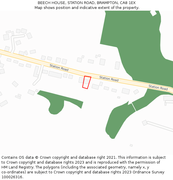 BEECH HOUSE, STATION ROAD, BRAMPTON, CA8 1EX: Location map and indicative extent of plot