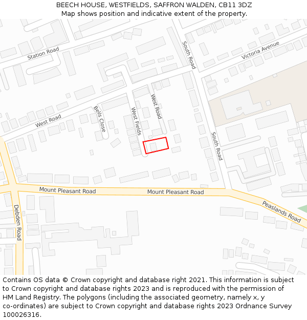 BEECH HOUSE, WESTFIELDS, SAFFRON WALDEN, CB11 3DZ: Location map and indicative extent of plot