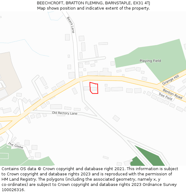 BEECHCROFT, BRATTON FLEMING, BARNSTAPLE, EX31 4TJ: Location map and indicative extent of plot