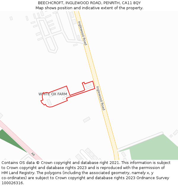 BEECHCROFT, INGLEWOOD ROAD, PENRITH, CA11 8QY: Location map and indicative extent of plot