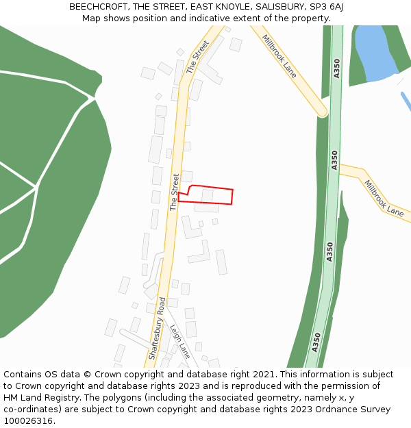 BEECHCROFT, THE STREET, EAST KNOYLE, SALISBURY, SP3 6AJ: Location map and indicative extent of plot
