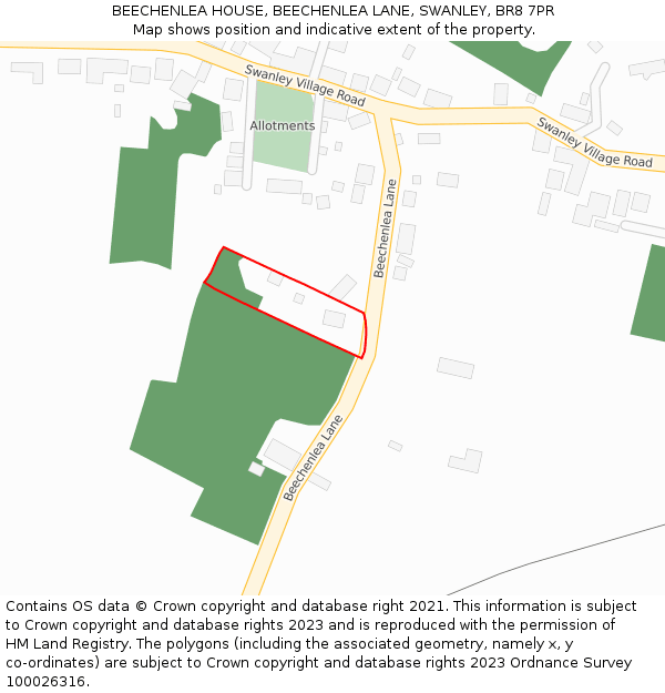 BEECHENLEA HOUSE, BEECHENLEA LANE, SWANLEY, BR8 7PR: Location map and indicative extent of plot