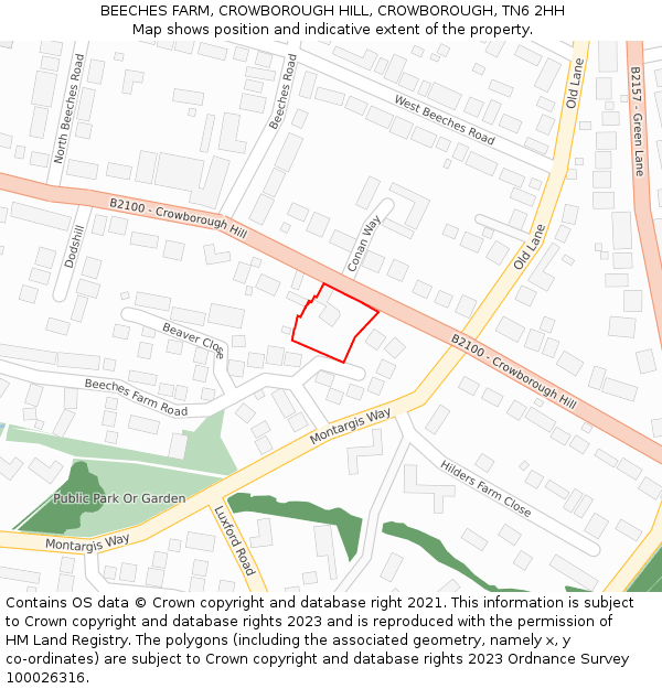 BEECHES FARM, CROWBOROUGH HILL, CROWBOROUGH, TN6 2HH: Location map and indicative extent of plot