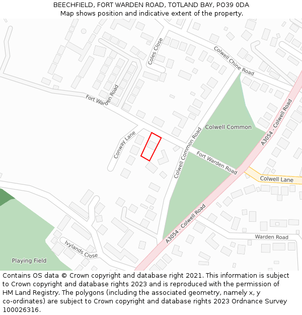 BEECHFIELD, FORT WARDEN ROAD, TOTLAND BAY, PO39 0DA: Location map and indicative extent of plot