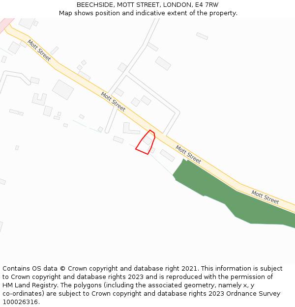 BEECHSIDE, MOTT STREET, LONDON, E4 7RW: Location map and indicative extent of plot