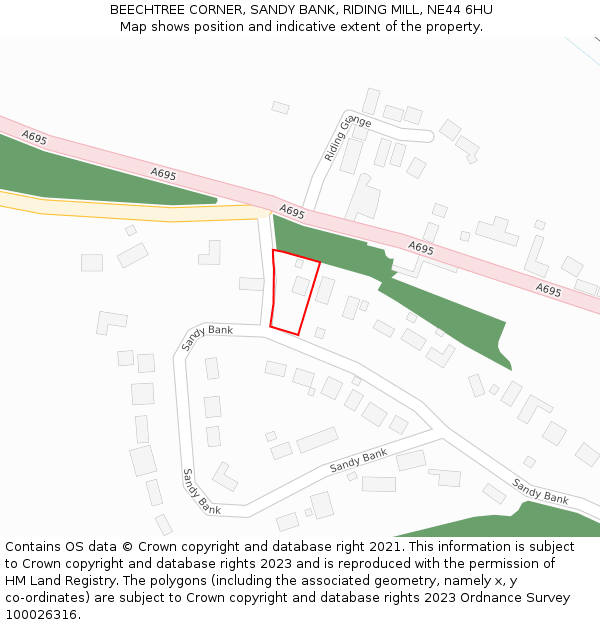 BEECHTREE CORNER, SANDY BANK, RIDING MILL, NE44 6HU: Location map and indicative extent of plot