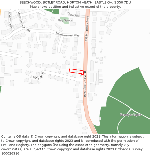 BEECHWOOD, BOTLEY ROAD, HORTON HEATH, EASTLEIGH, SO50 7DU: Location map and indicative extent of plot