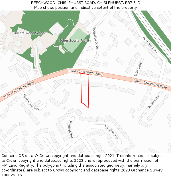 BEECHWOOD, CHISLEHURST ROAD, CHISLEHURST, BR7 5LD: Location map and indicative extent of plot