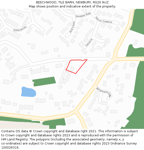 BEECHWOOD, TILE BARN, NEWBURY, RG20 9UZ: Location map and indicative extent of plot