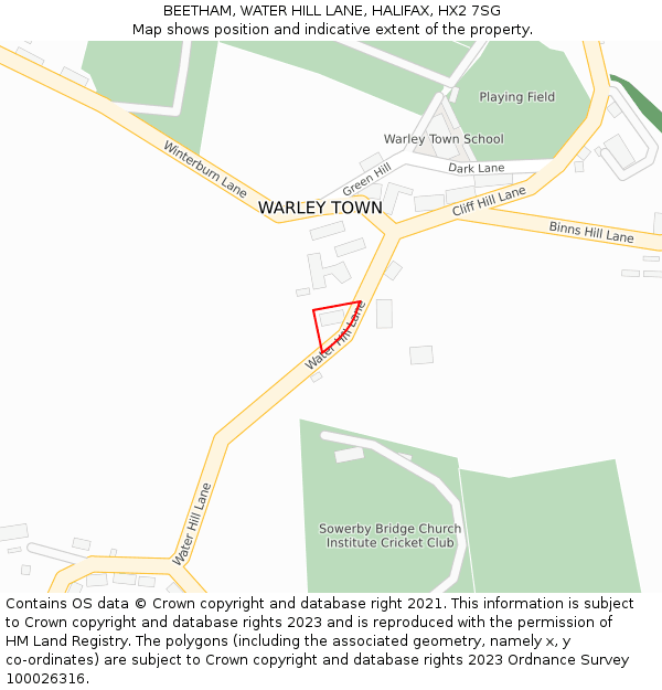 BEETHAM, WATER HILL LANE, HALIFAX, HX2 7SG: Location map and indicative extent of plot