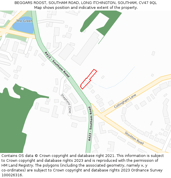 BEGGARS ROOST, SOUTHAM ROAD, LONG ITCHINGTON, SOUTHAM, CV47 9QL: Location map and indicative extent of plot