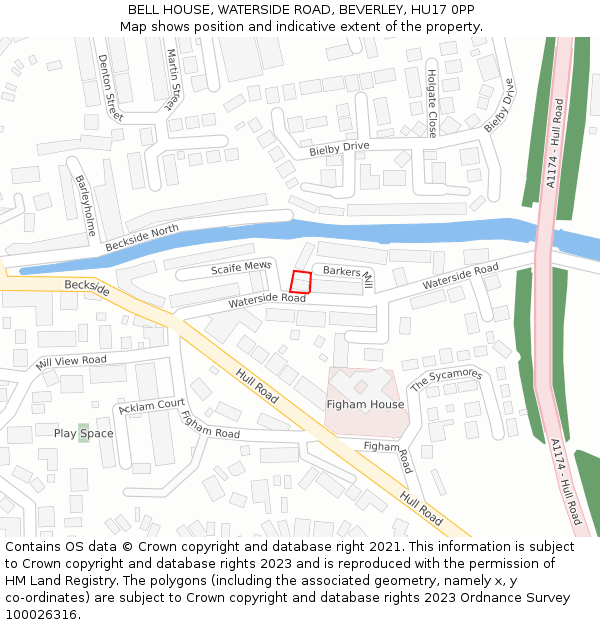 BELL HOUSE, WATERSIDE ROAD, BEVERLEY, HU17 0PP: Location map and indicative extent of plot