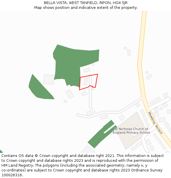 BELLA VISTA, WEST TANFIELD, RIPON, HG4 5JR: Location map and indicative extent of plot