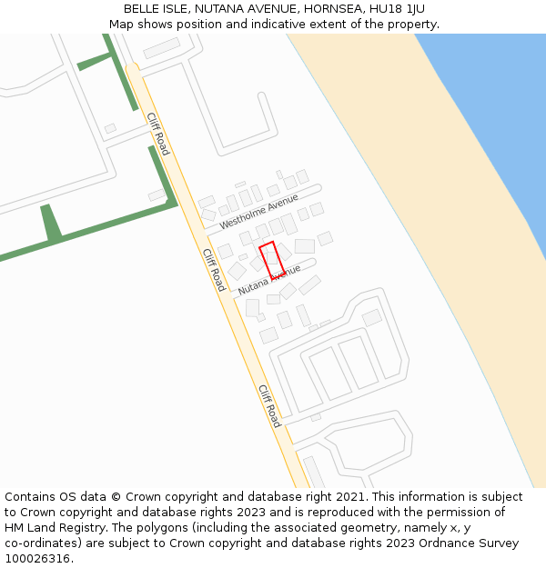 BELLE ISLE, NUTANA AVENUE, HORNSEA, HU18 1JU: Location map and indicative extent of plot