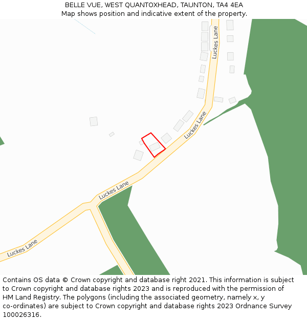 BELLE VUE, WEST QUANTOXHEAD, TAUNTON, TA4 4EA: Location map and indicative extent of plot
