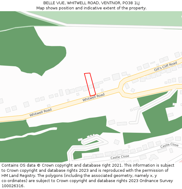 BELLE VUE, WHITWELL ROAD, VENTNOR, PO38 1LJ: Location map and indicative extent of plot